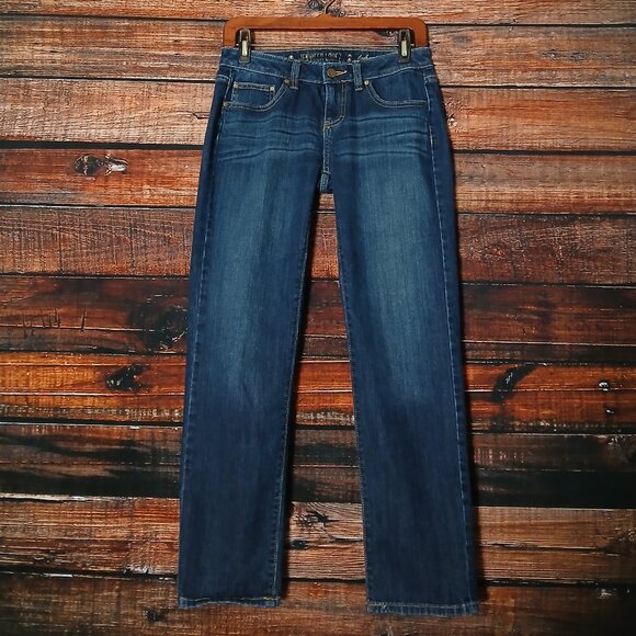 Jennifer Lopez Jeans 0 Boyfriend Low Rise Dark Wash Blue Denim Stretch - Picture 2 of 8